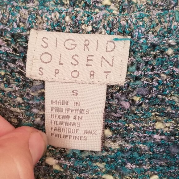 Sigrid Olsen Sport Speckled Knit Sweater + S + Blue / Green - Picture 2 of 10